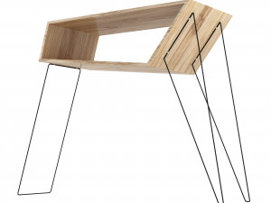 oak and metal table Modèle 3D