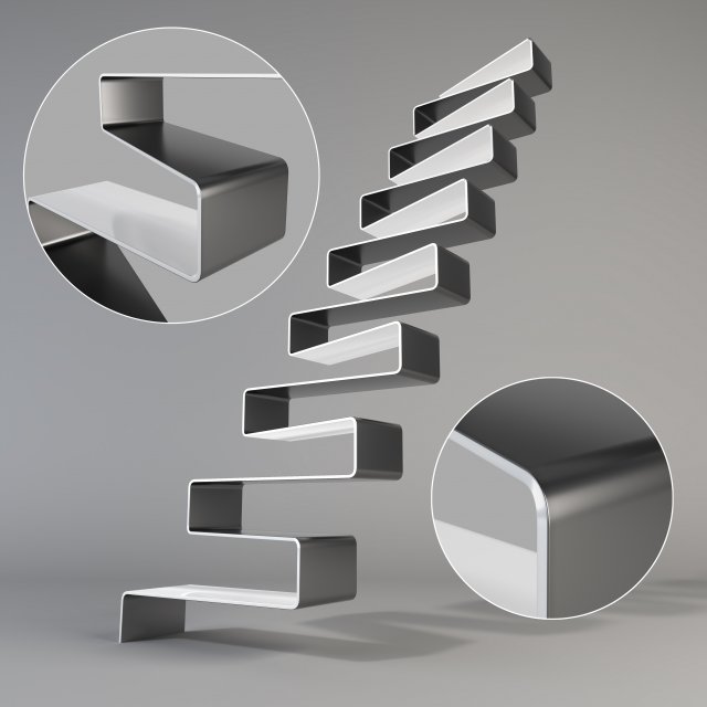ribbon stairs 3D 模型 .c4d .max .obj .3ds .fbx .stl .blend 