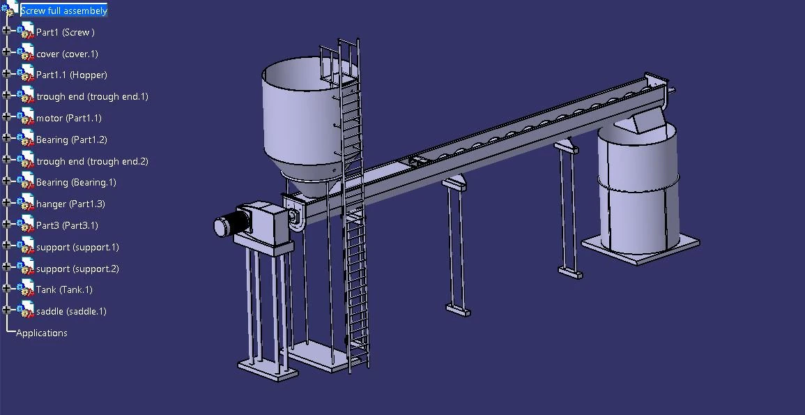 screw conveyor assembely 3D Model .c4d .max .obj .3ds .fbx .stl .blend