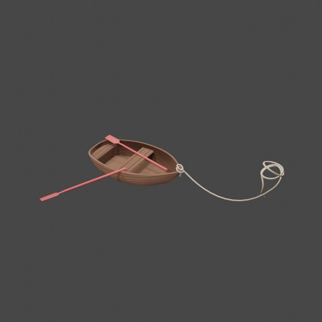 wooden stylized boat with rope and oars blend obj fbx stl 3D Model .c4d .max .obj .3ds .fbx .stl .blend 