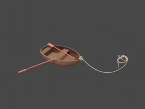 barca stilizzata in legno con corda e remi blend obj fbx stl Modello 3D