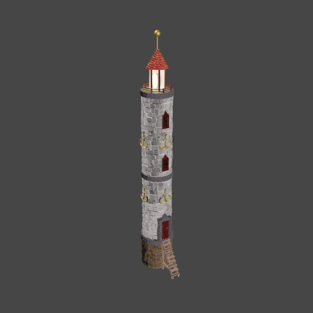 stylized vintage brick lighthouse low-poly 3D 模型 .c4d .max .obj .3ds .fbx .stl .blend 
