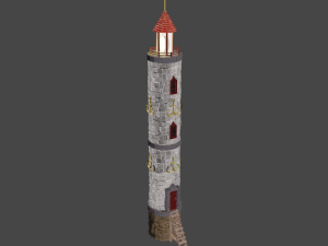 stylized vintage brick lighthouse low-poly Model 3D