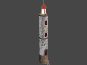 stylized vintage brick lighthouse low-poly 3D 模型