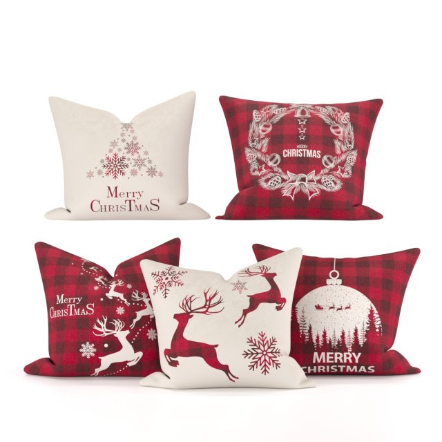 cute christmas pillows 3D Модель .c4d .max .obj .3ds .fbx .stl .blend 