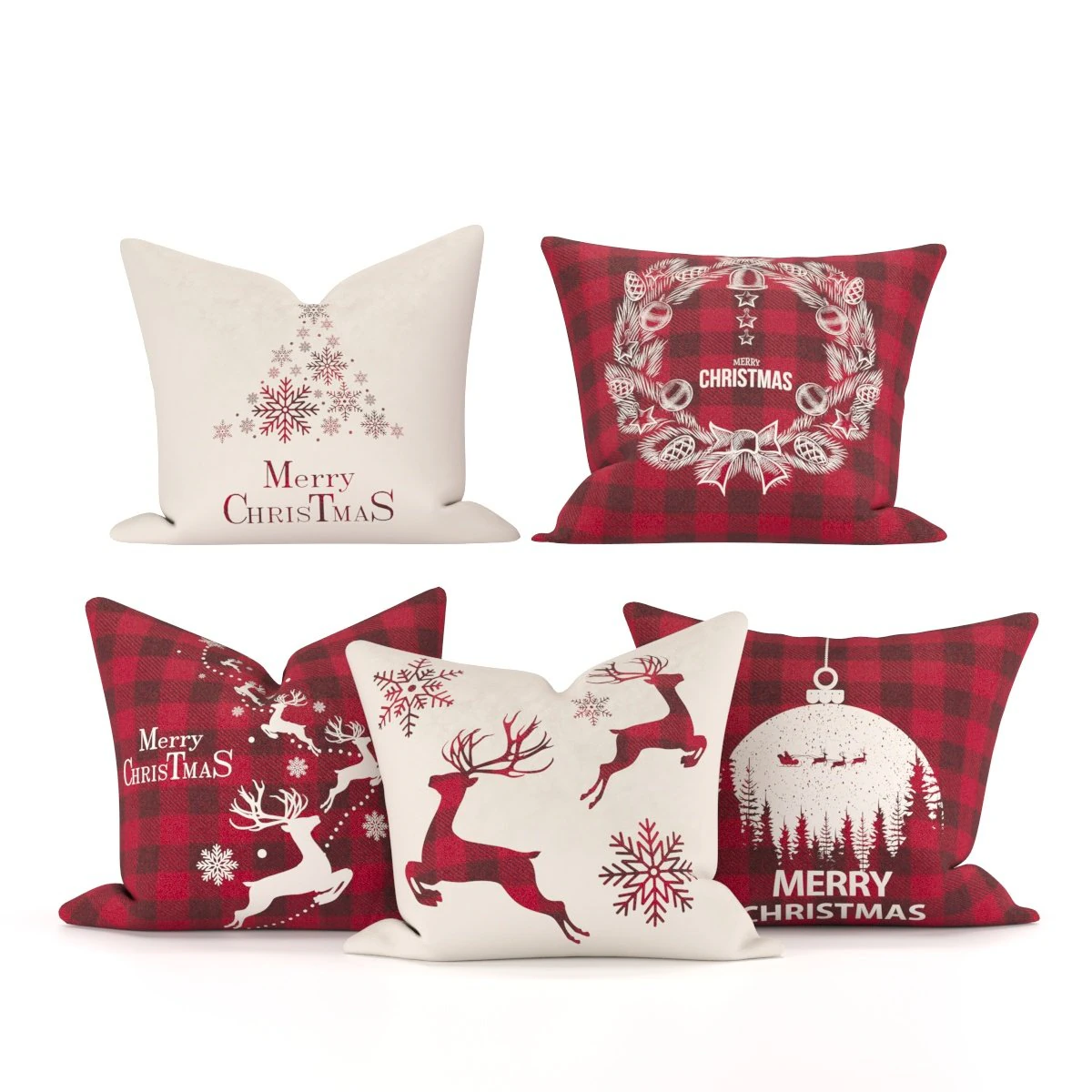 cute christmas pillows 3D Model .c4d .max .obj .3ds .fbx .stl .blend 