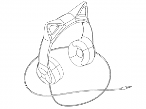 cat ear headphones - nekophones 3D Model