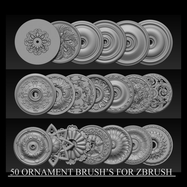 50 ornament brush imm Model 3D .c4d .max .obj .3ds .fbx .stl .blend 