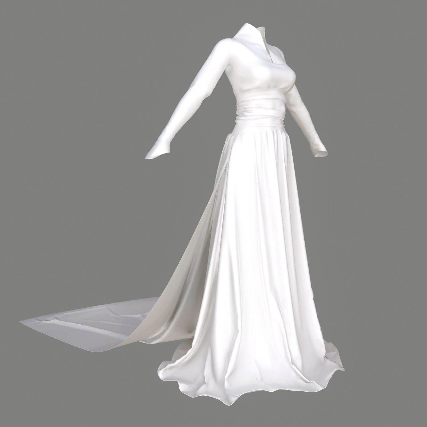 wedding dress 3D Model .c4d .max .obj .3ds .fbx .stl .blend