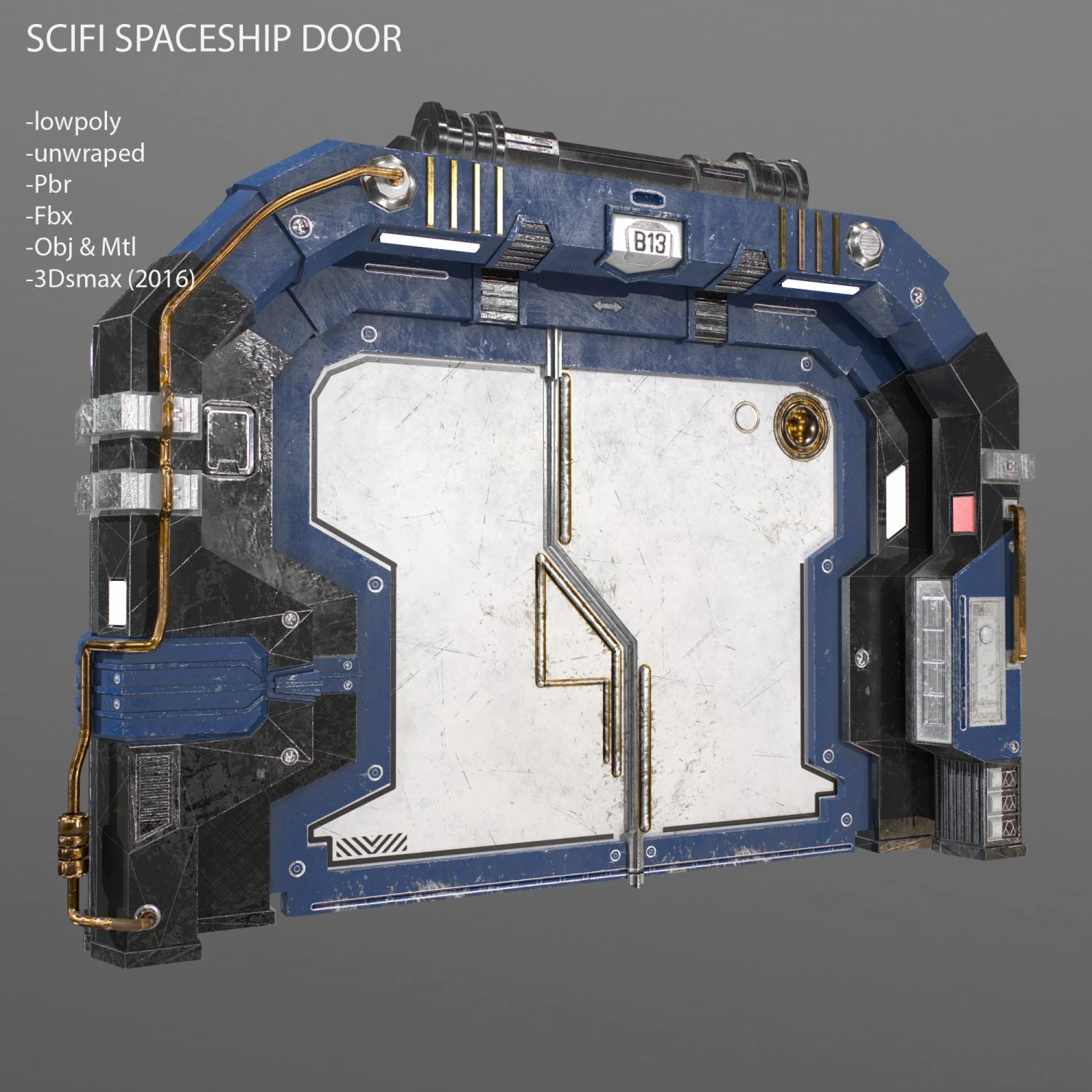 lowpoly scifi spaceship door 3D Model .c4d .max .obj .3ds .fbx .stl .blend 