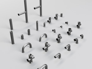 55 hard surface pipes kitbash imm brush 3Dモデル
