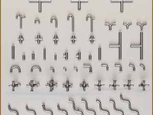 55 hard surface pipes kitbash imm brush 3Dモデル