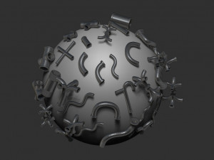 55 hard surface pipes kitbash imm brush 3Dモデル