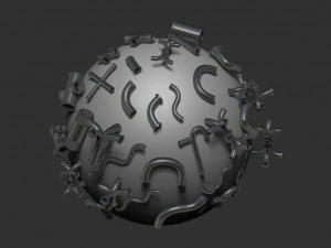 55 hard surface pipes kitbash imm brush 3D Model