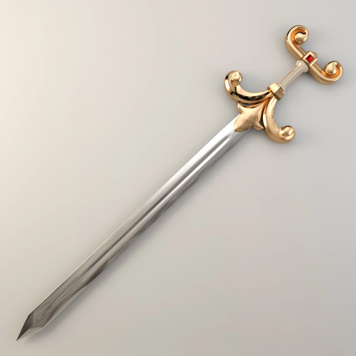 King sword 3D Model .c4d .max .obj .3ds .fbx .stl .blend 