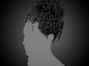 Tarjeta de cabello en tiempo real: cabello rizado. Modelo 3D
