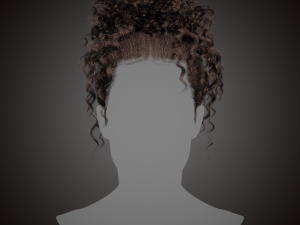 Real time hair card-curly hair Model 3D