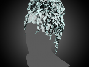 Real time hair card-curly hair Model 3D