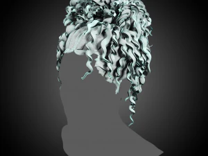 Real time hair card-curly hair 3D Model