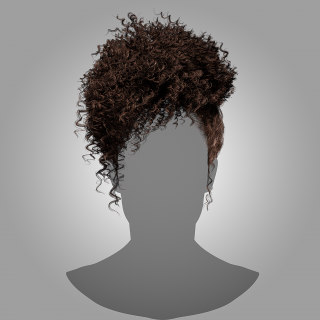 Low Poly Real-Time Curly HairCards for games Modello 3D .c4d .max .obj .3ds .fbx .stl .blend 