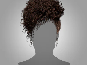 Низкополигональные карточки с вьющимися волосами в реальном времени для игр 3D Модель