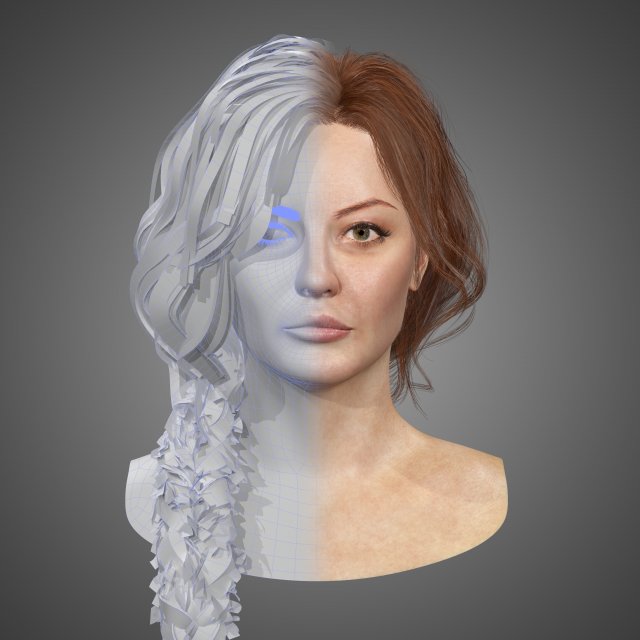 Low Poly Real-Time HairCards for games Model 3D .c4d .max .obj .3ds .fbx .stl .blend 