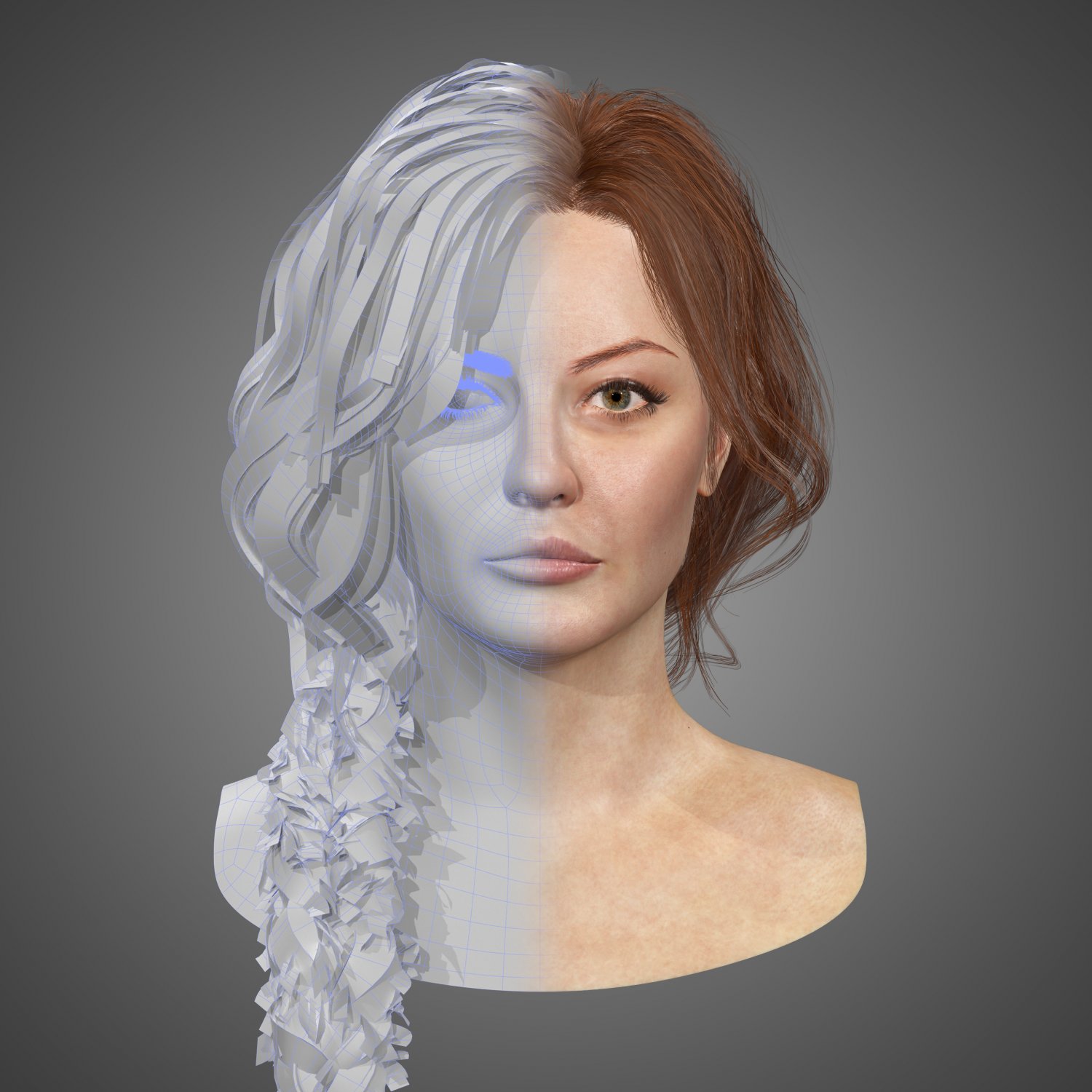 ArtStation - Female Straight Hair card Low-poly