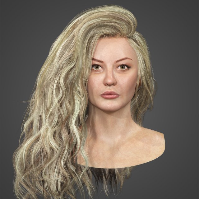 Low Poly wavy Real-Time HairCards for games 3D Model .c4d .max .obj .3ds .fbx .stl .blend 