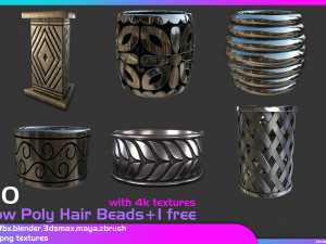 Low poly beads for hair and facial hair Model 3D