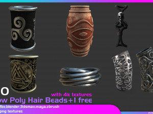 Low poly beads for hair and facial hair Model 3D