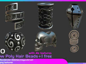 Low poly beads for hair and facial hair Model 3D