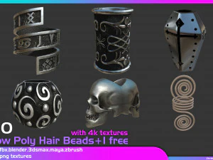 Low poly beads for hair and facial hair 3D Model