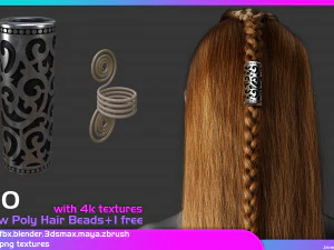 Low poly beads for hair and facial hair 3D Model
