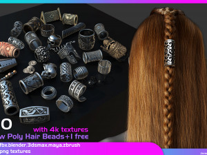 Low poly beads for hair and facial hair Model 3D