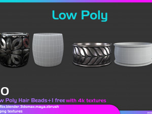 Low poly beads for hair and facial hair Model 3D