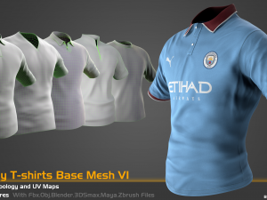 5 Low Poly T-shirts Base Mesh For Game 3Dモデル