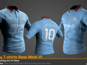 5 Low Poly T-shirts Base Mesh For Game 3D Model