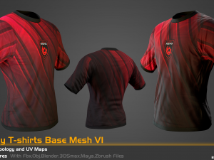 5 Low Poly T-shirts Base Mesh For Game Model 3D