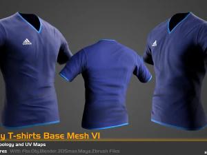 5 Low Poly T-shirts Base Mesh For Game 3D Model