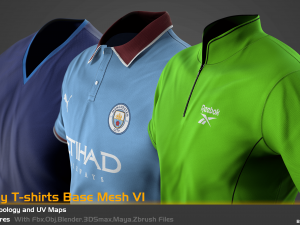5 Low Poly T-shirts Base Mesh For Game Model 3D