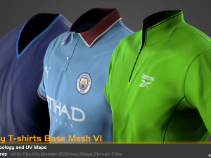 5 Low Poly T-shirts Base Mesh For Game 3D Model