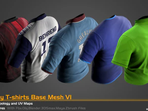 5 Low Poly T-shirts Base Mesh For Game 3D Model