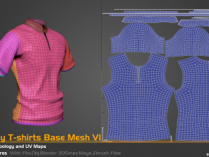5 Low Poly T-shirts Base Mesh For Game Model 3D
