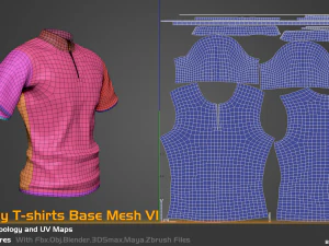 5 Low Poly T-shirts Base Mesh For Game 3D Model
