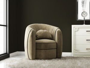 taupe pleated swivel accent chair 3D Model