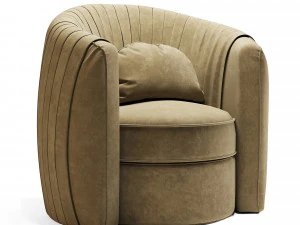 taupe pleated swivel accent chair 3D Model