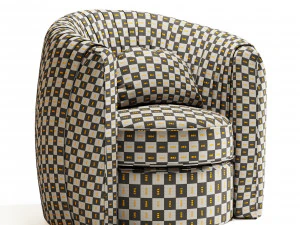 taupe pleated swivel accent chair 3D Model