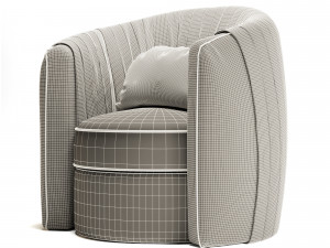 taupe pleated swivel accent chair 3Dモデル