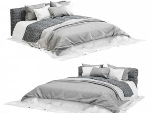 gray modern fabric bed 3D 模型
