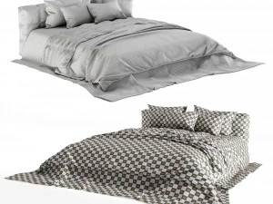 gray modern fabric bed 3D Model